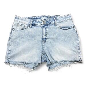 Ava & Viv size 14W light wash distressed cotton blend denim shorts frayed hem